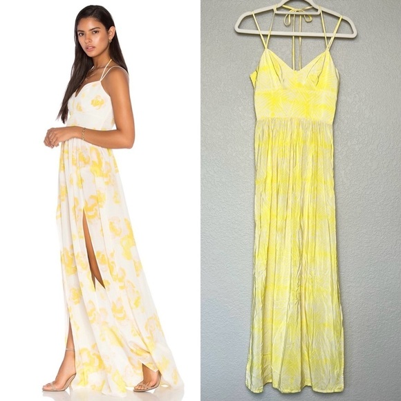 AMANDA UPRICHARD Silk Geo Batik Sleeveless Smocked Halter V-Neck Slip Dress XS - Picture 2 of 11